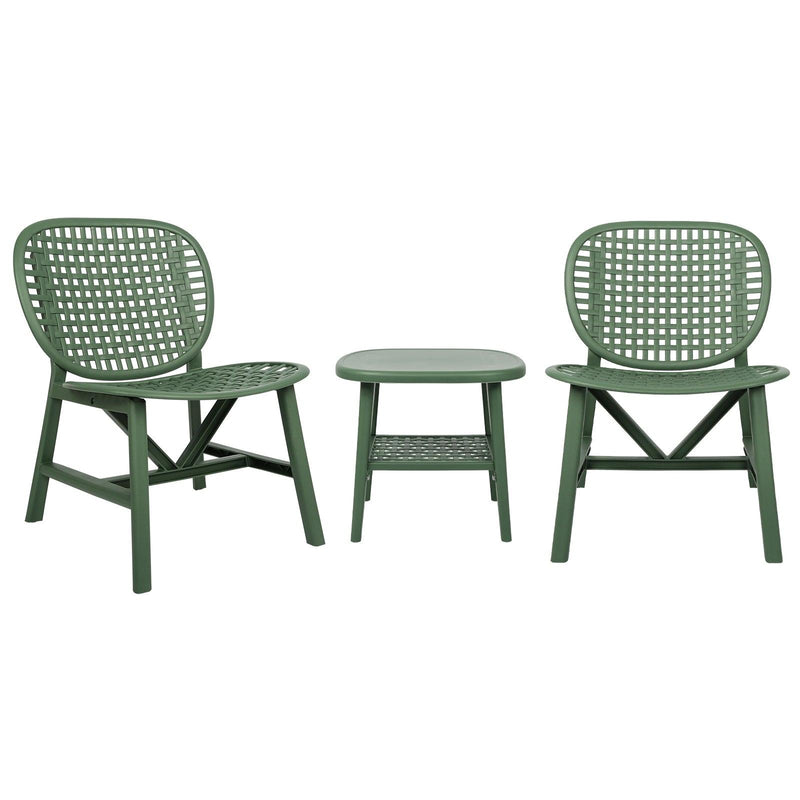 3 PCS Hollow Design Retro Outdoor Patio Tea Table and Chair Set - Green - Urban Living Furniture (Los Angeles, CA)