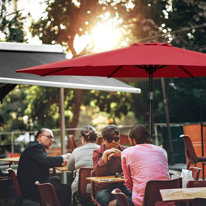 Simple Deluxe 9ft Outdoor Market Table Patio Umbrella with Button Tilt, Crank and 8 Sturdy Ribs for Garden - Red - Urban Living Furniture (Los Angeles, CA)