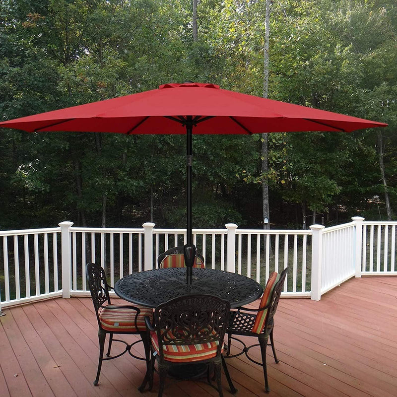 Simple Deluxe 9ft Outdoor Market Table Patio Umbrella with Button Tilt, Crank and 8 Sturdy Ribs for Garden - Red - Urban Living Furniture (Los Angeles, CA)