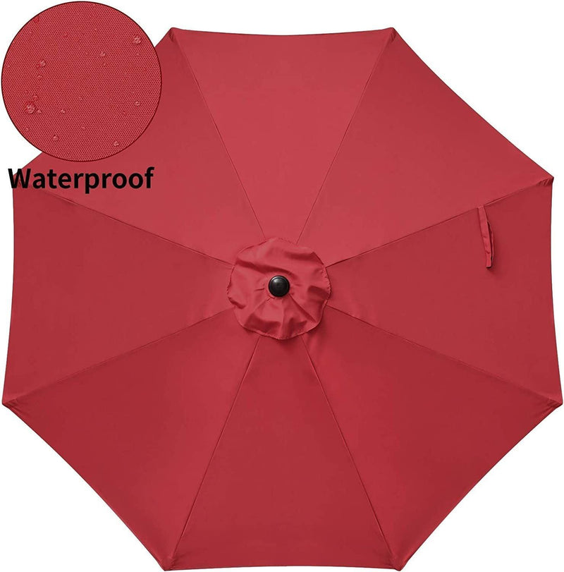 Simple Deluxe 9ft Outdoor Market Table Patio Umbrella with Button Tilt, Crank and 8 Sturdy Ribs for Garden - Red - Urban Living Furniture (Los Angeles, CA)