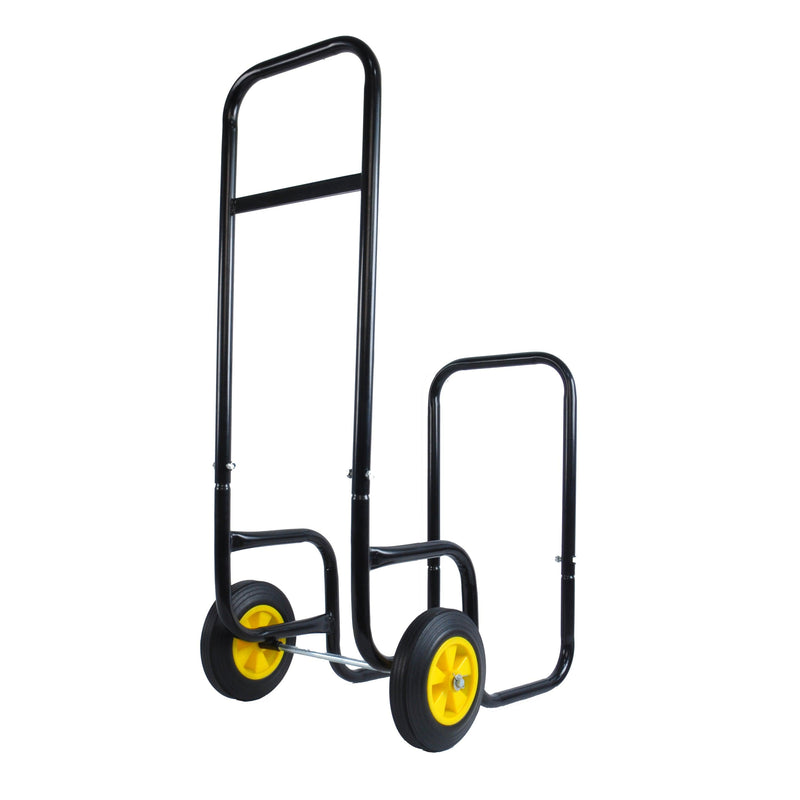 Heavy Duty Black Steel Firewood RackStorage Mover with Rolling Wheels - Urban Living Furniture (Los Angeles, CA)