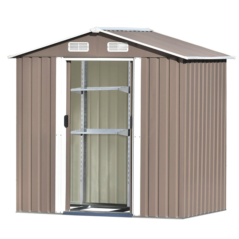 6ft x 4ft Outdoor Garden Shed with Metal Adjustable Shelf and Lockable Doors - Brown - Urban Living Furniture (Los Angeles, CA)