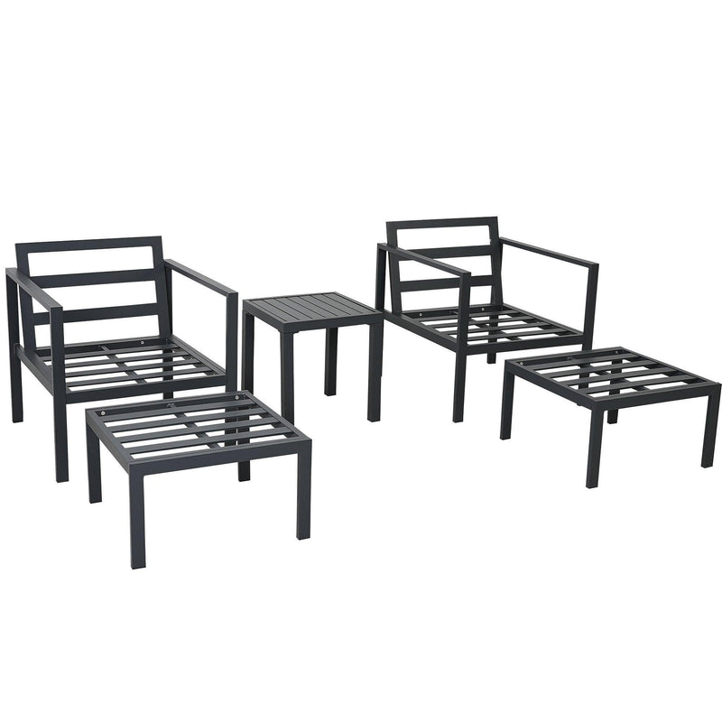 5 PCS Outdoor Patio Aluminum Alloy Conversation Set with Coffee Table and Gray Cushions - Urban Living Furniture (Los Angeles, CA)