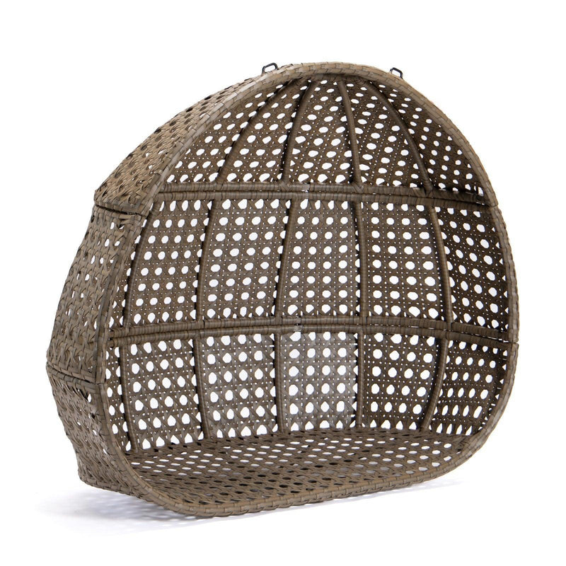 Brown Rattan Wicker Hanging Double-Seat Swing Chair with Stand and Beige Cushion - Urban Living Furniture (Los Angeles, CA)