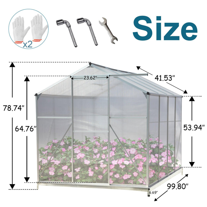 6ft x 8ft Walk-in Greenhouse with Heavy Duty Aluminum Frame and 4mm UV Polycarbonate Panels - Urban Living Furniture (Los Angeles, CA)