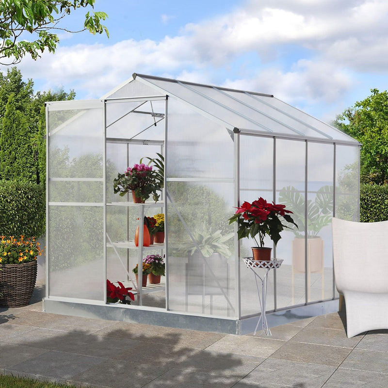 6ft x 8ft Walk-in Greenhouse with Heavy Duty Aluminum Frame and 4mm UV Polycarbonate Panels - Urban Living Furniture (Los Angeles, CA)