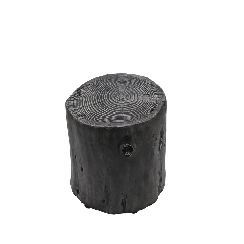 Outdoor Faux Wood Round Dark Gray Stump Side Coffee Table - Urban Living Furniture (Los Angeles, CA)