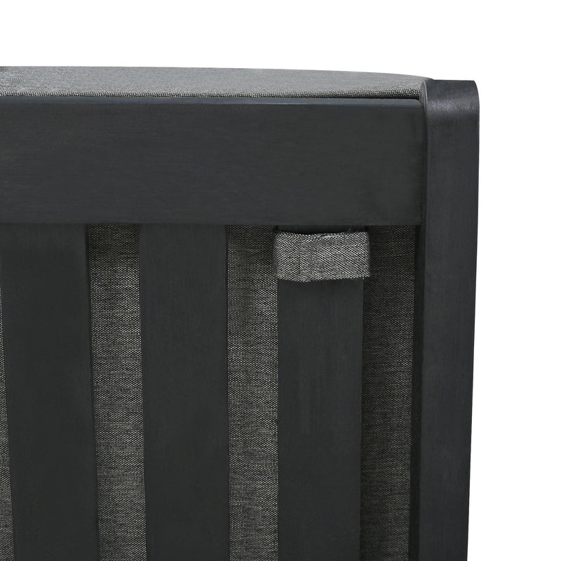 4 PCS Outdoor Patio V-shaped Black Acacia Solid Wood and Gray Cushions