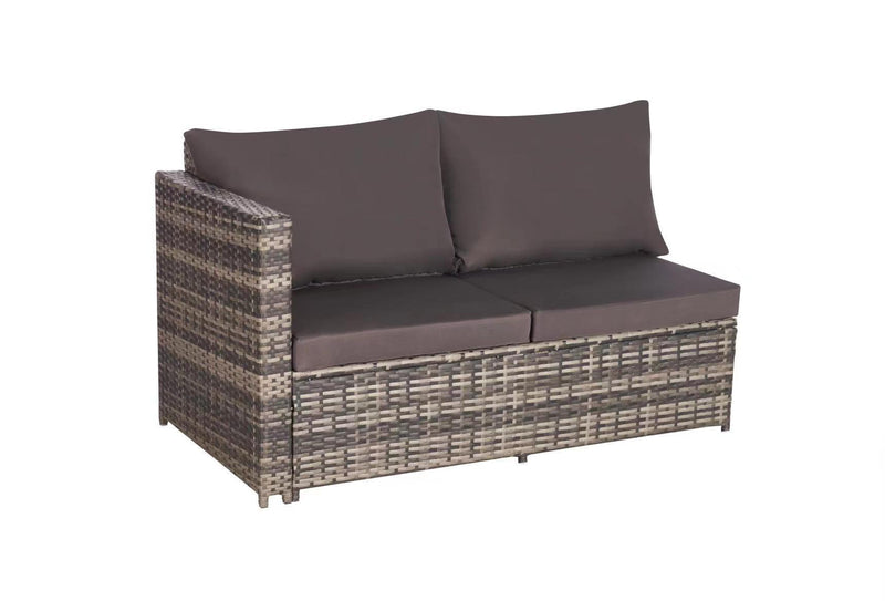 7PCS Outdoor Garden Rattan Seating Furniture Set with Dark Gray Cushions