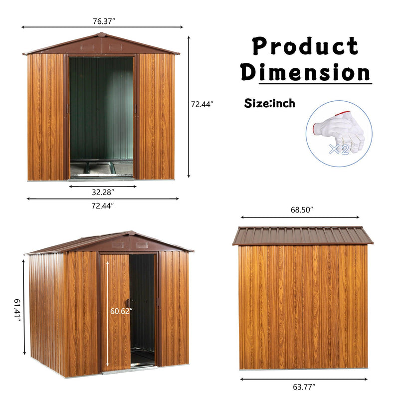 6ft x 6ft MetalStorage Shed with Woodgrain Design and Coffee Color Trim - Urban Living Furniture (Los Angeles, CA)