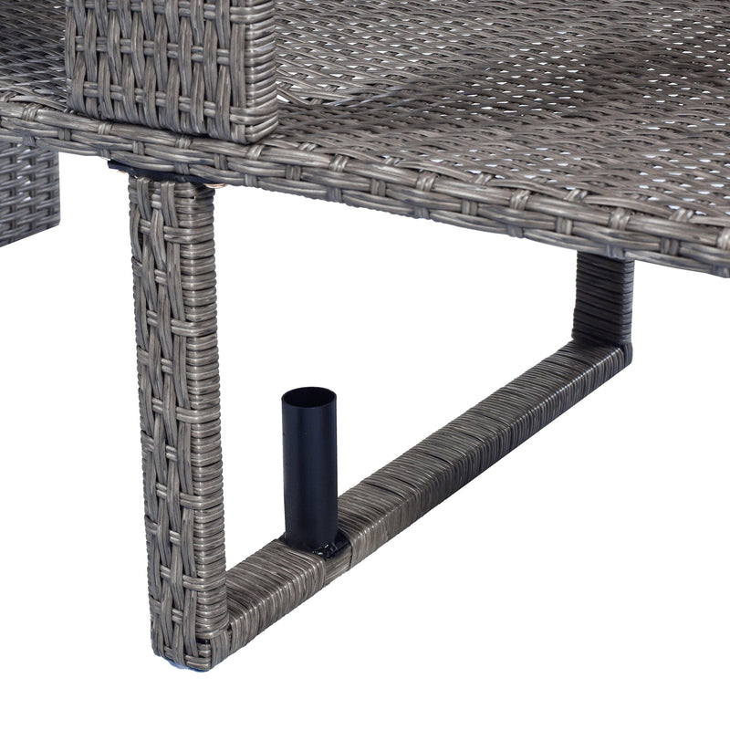 2 PCS OutdoorAll-Weather PE Wicker Rattan Seating Set with Half-moon Side Table and Gray Cushions