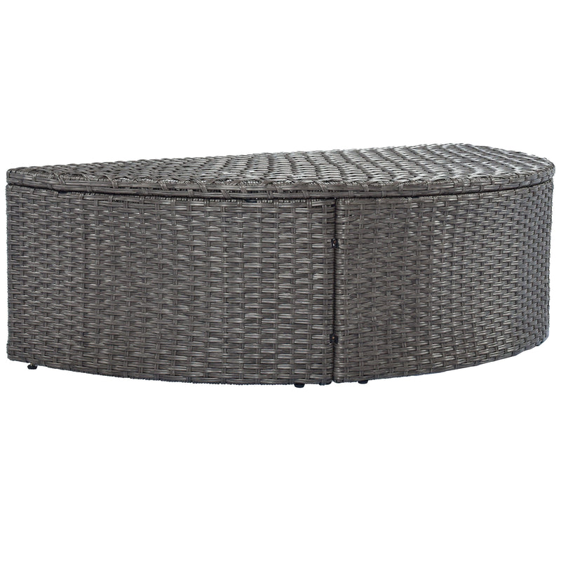 2 PCS OutdoorAll-Weather PE Wicker Rattan Seating Set with Half-moon Side Table and Gray Cushions - Urban Living Furniture (Los Angeles, CA)