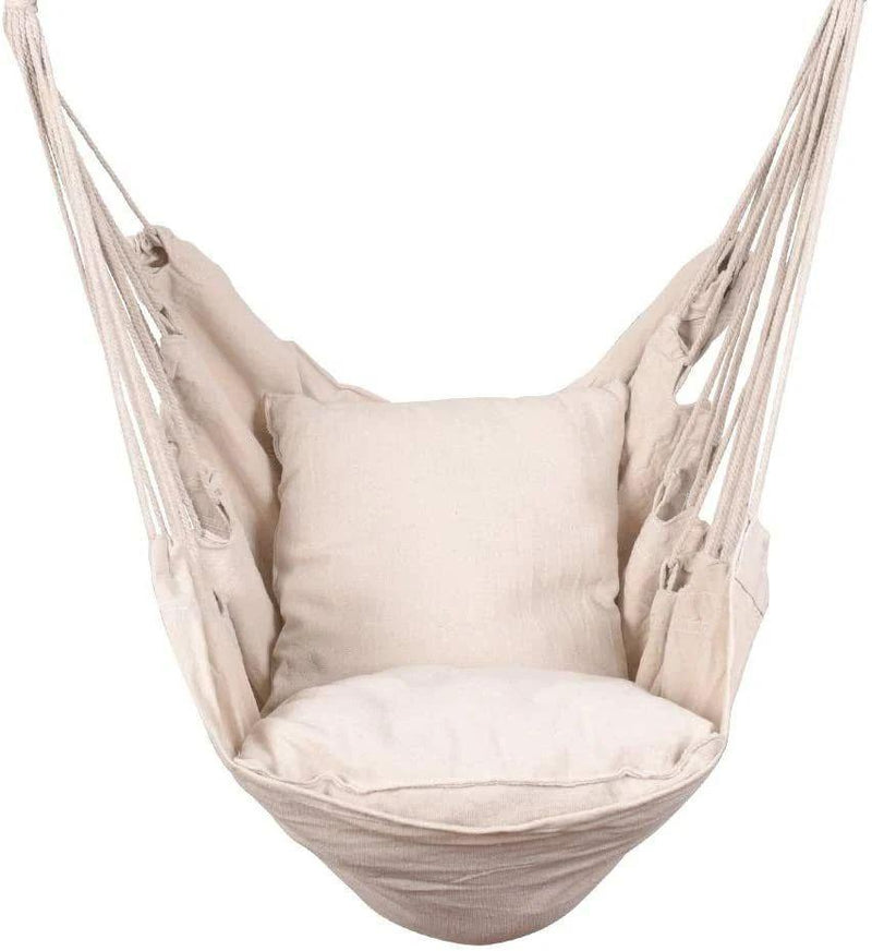 Hanging Rope Hammock Chair Swing Seat with Two Seat Cushions and Carrying Bag - Natural - Urban Living Furniture (Los Angeles, CA)