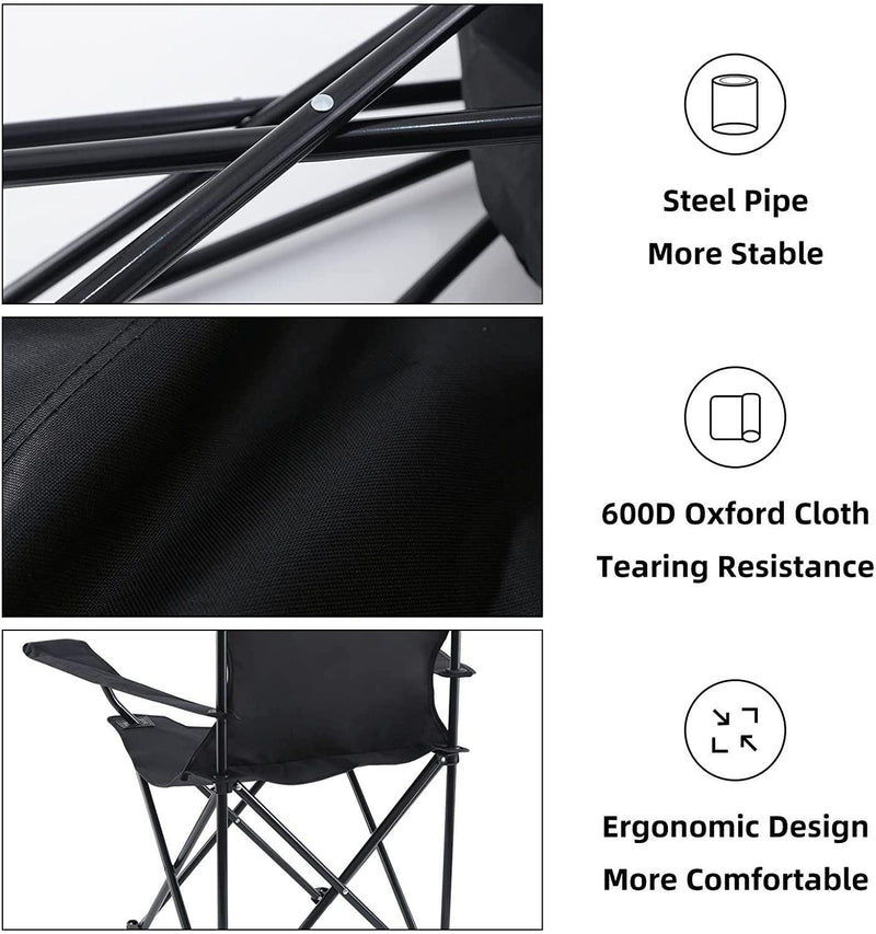 Portable Folding Large Black Camping Chair