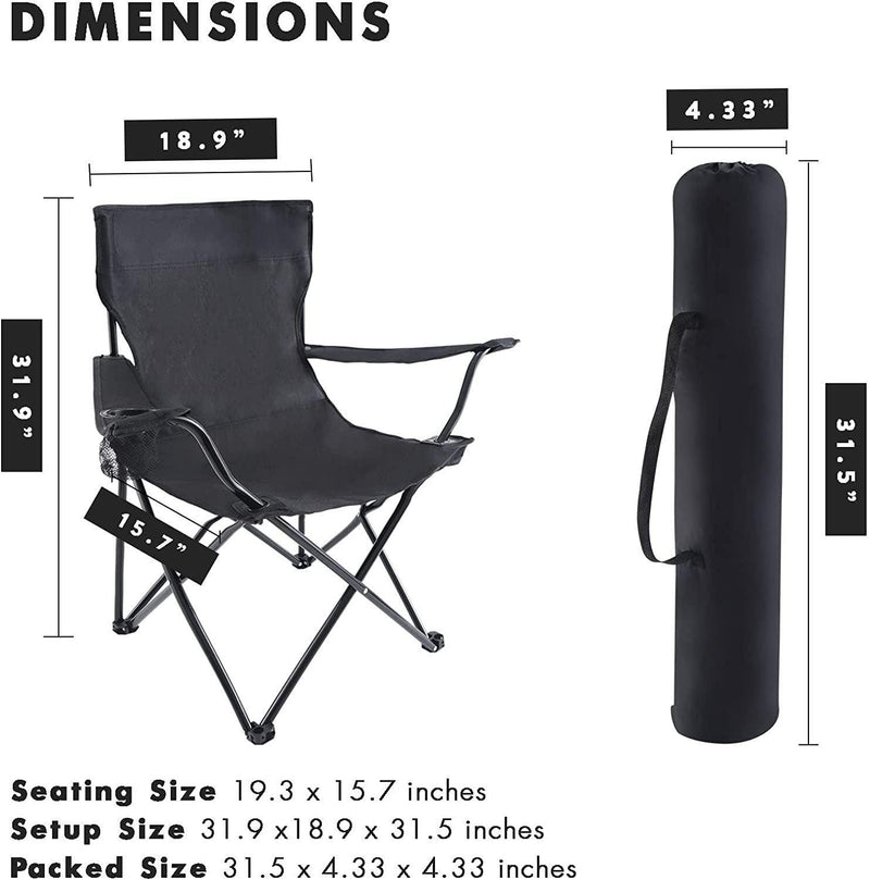 Portable Folding Large Black Camping Chair