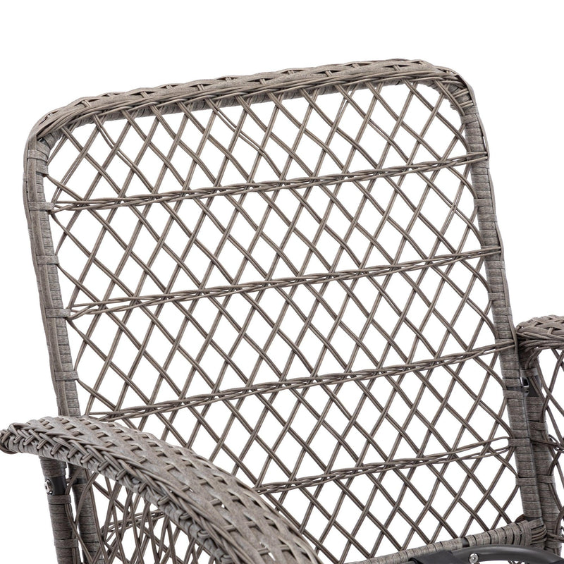 3 PCS Outdoor FurnitureModern Wicker Rattan Rocking Chair Set with Gray Cushion - Urban Living Furniture (Los Angeles, CA)