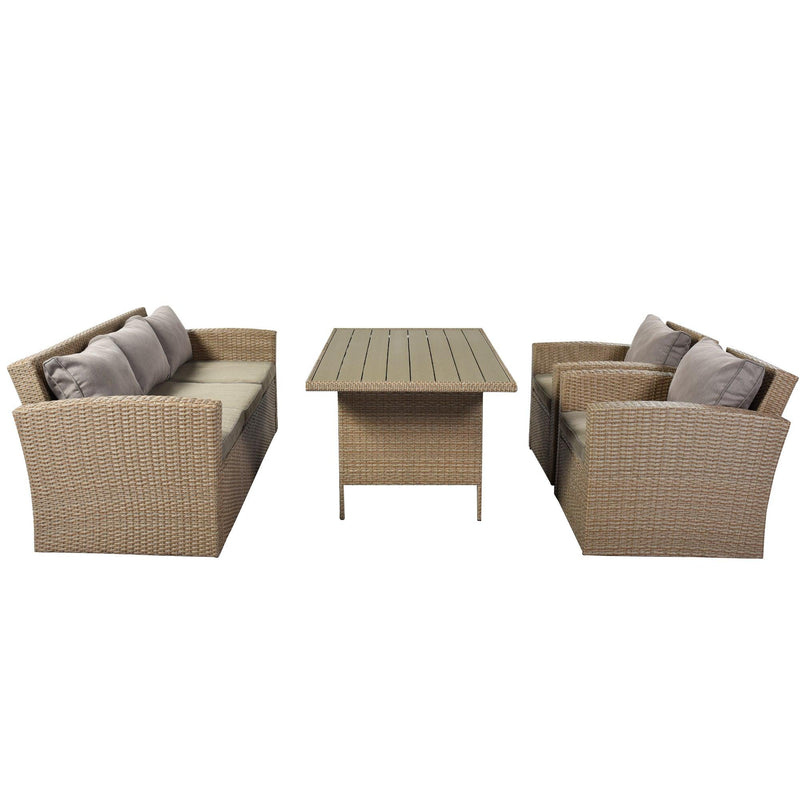 4 PCS Outdoor Patio Furniture Set Conversation Set Wicker Furniture Sofa Set with Gray Cushions - Urban Living Furniture (Los Angeles, CA)