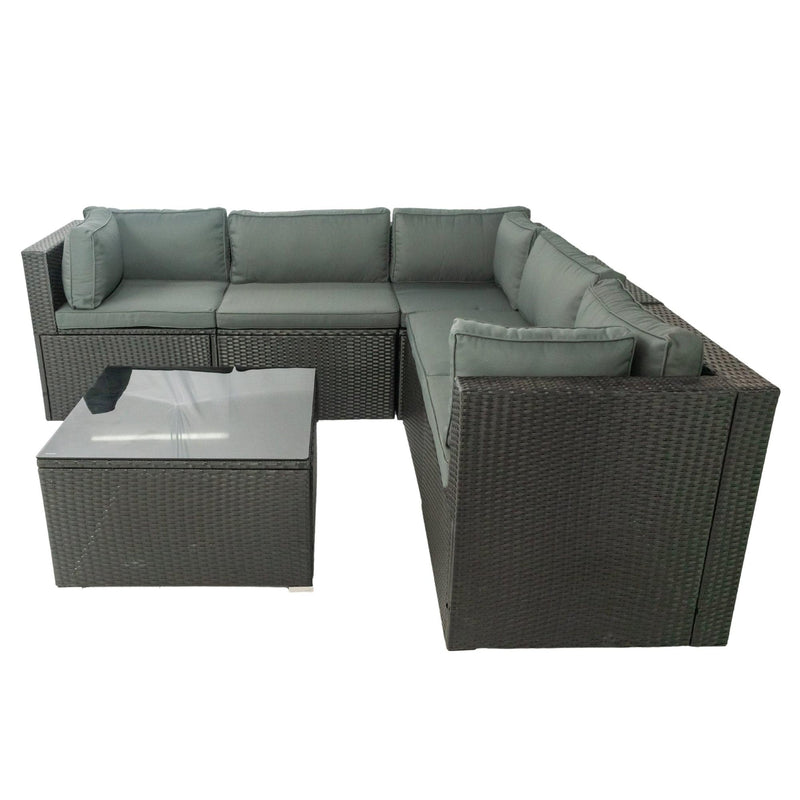 6 PCS PE Rattan sectional Outdoor Furniture Cushioned  Sofa Set - Urban Living Furniture (Los Angeles, CA)