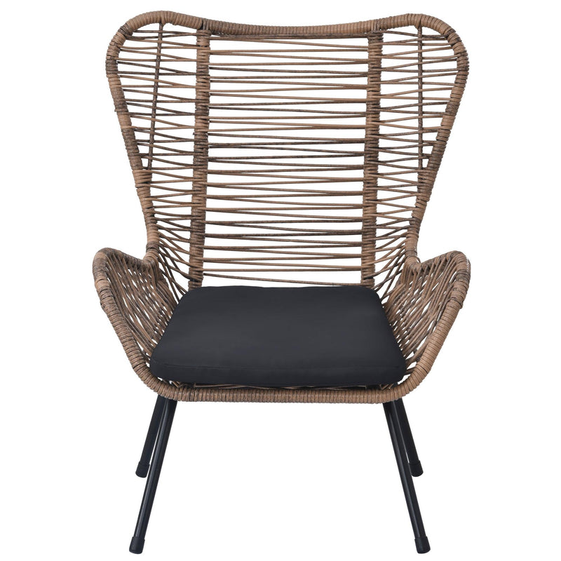 5 PCS Outdoor Patio PE Wicker Arm Chairs with Stools and Tempered Glass Tea Table - Natural Rattan and Dark Gray - Urban Living Furniture (Los Angeles, CA)