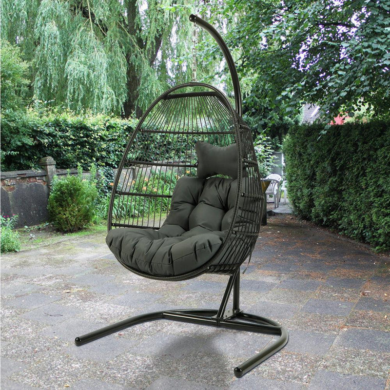 Egg Shaped Swing Chair with Gray Cushion - Urban Living Furniture (Los Angeles, CA)