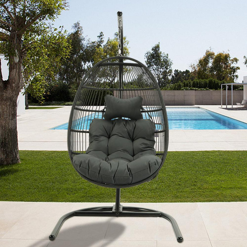 Egg Shaped Swing Chair with Gray Cushion