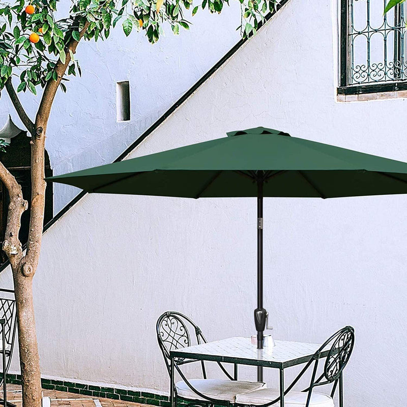 Deluxe 9ft Outdoor Umbrella with Button Tilt, Crank and 8 Sturdy Ribs - Green - Urban Living Furniture (Los Angeles, CA)