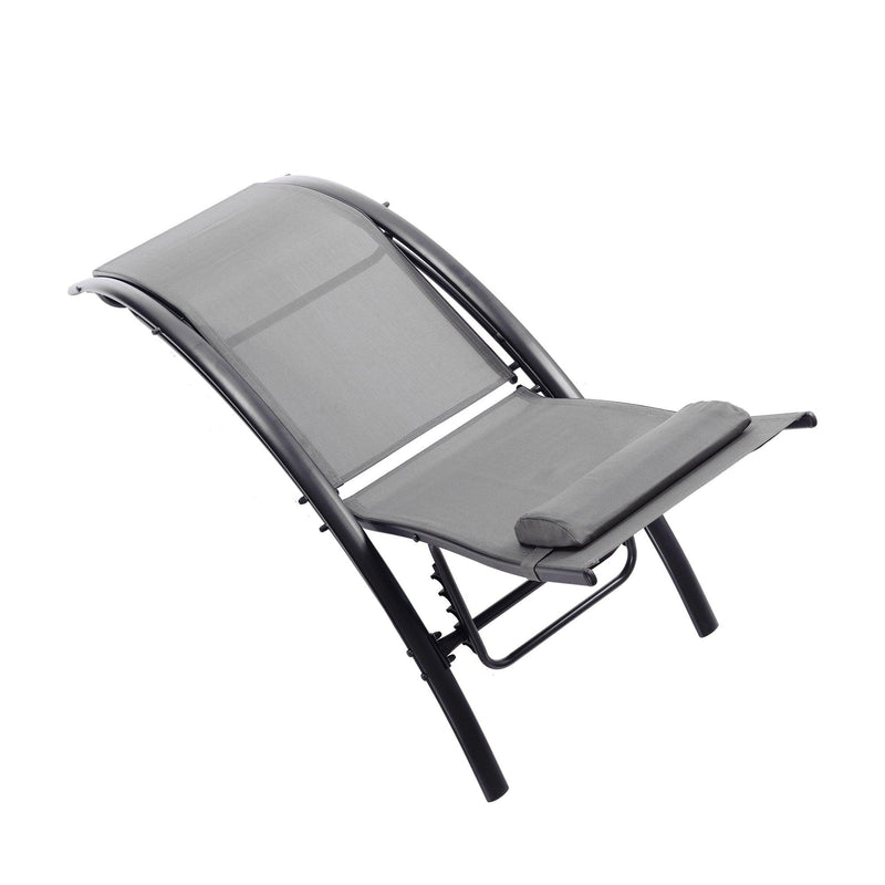 2 PCS Outdoor Chaise Lounge Adjustable Aluminum Arch Recliner Chair - Gray - Urban Living Furniture (Los Angeles, CA)