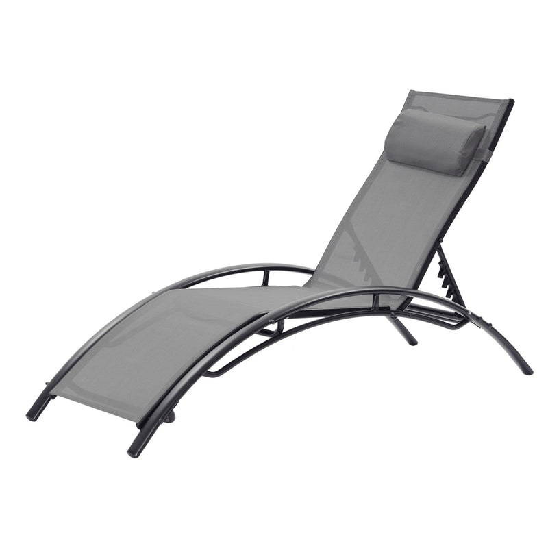 2 PCS Outdoor Chaise Lounge Adjustable Aluminum Arch Recliner Chair - Gray - Urban Living Furniture (Los Angeles, CA)