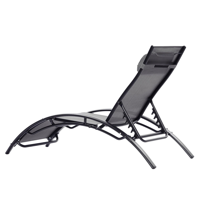 2 PCS Outdoor Chaise Lounge Adjustable Aluminum Arch Recliner Chair - Gray