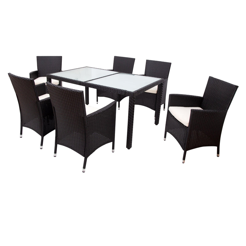 7 PCS Outdoor Patio Rattan Wicker Dining Table Set for 7 People