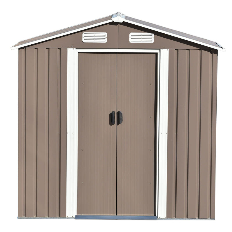 6ft x 4ft Outdoor Garden Shed with Metal Adjustable Shelf and Lockable Doors - Brown - Urban Living Furniture (Los Angeles, CA)