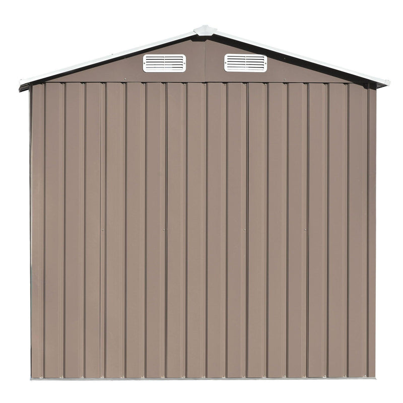 6ft x 4ft Outdoor Garden Metal Lean-to Shed with Lockable Door - Brown - Urban Living Furniture (Los Angeles, CA)