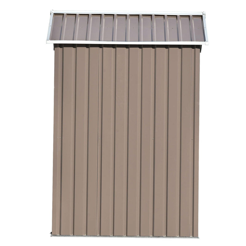 6ft x 4ft Outdoor Garden Metal Lean-to Shed with Lockable Door - Brown - Urban Living Furniture (Los Angeles, CA)