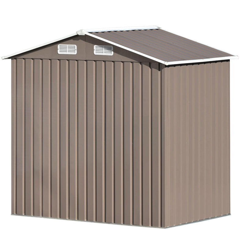 6ft x 4ft Outdoor Garden Metal Lean-to Shed with Lockable Door - Brown - Urban Living Furniture (Los Angeles, CA)