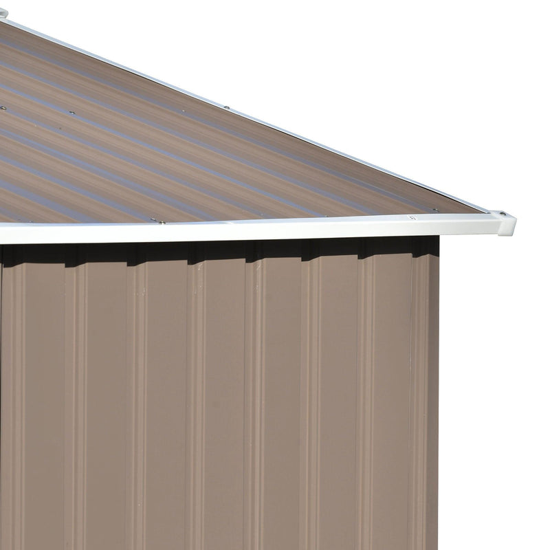 6ft x 4ft Outdoor Garden Shed with Metal Adjustable Shelf and Lockable Doors - Brown