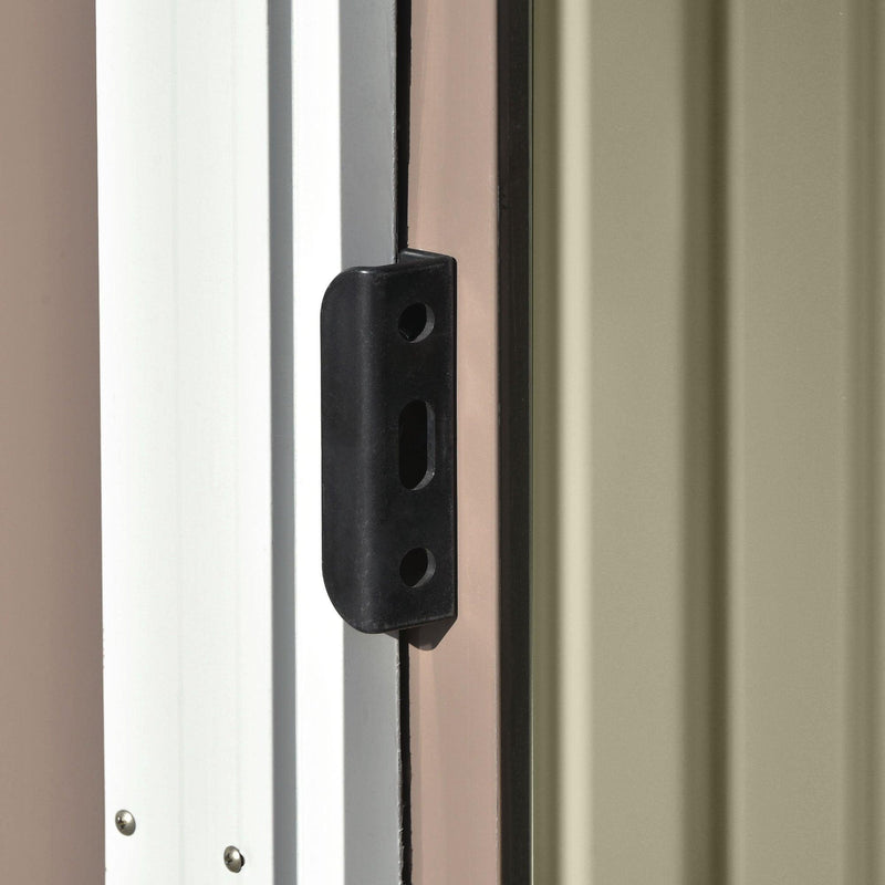 6ft x 4ft Outdoor Garden Metal Lean-to Shed with Lockable Door - Brown
