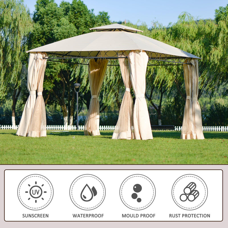 Quality Double Tiered Grill Canopy, Outdoor BBQ Gazebo Tent with UV Protection, Beige - Urban Living Furniture (Los Angeles, CA)