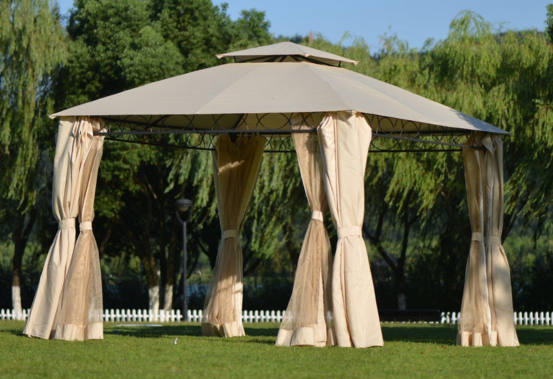 Quality Double Tiered Grill Canopy, Outdoor BBQ Gazebo Tent with UV Protection, Beige - Urban Living Furniture (Los Angeles, CA)