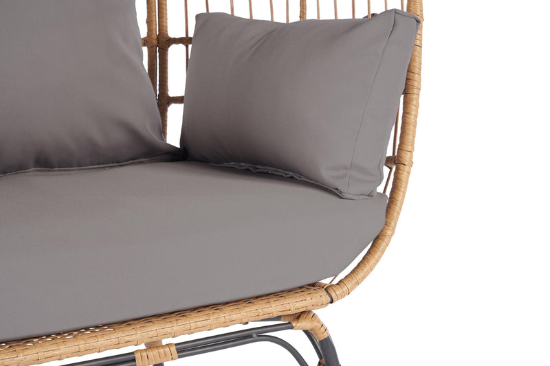 Wicker Egg Chair, Oversized Indoor Outdoor Lounger for Patio, Backyard, Living Room w/ 5 Cushions, Steel Frame, 440lb Capacity - Light Grey - Urban Living Furniture (Los Angeles, CA)