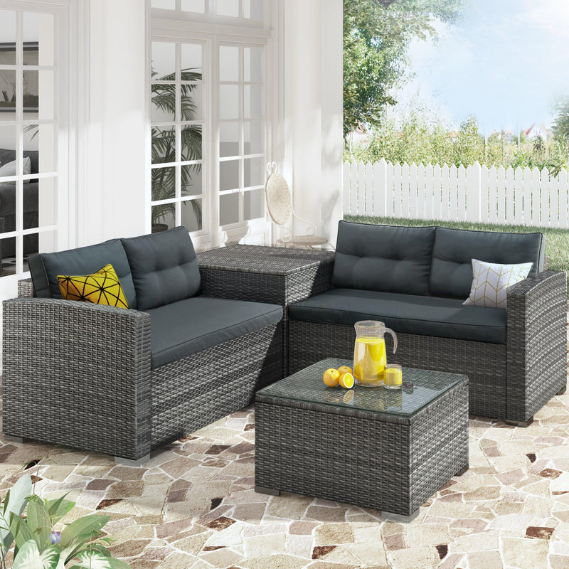 Outdoor Furniture Sofa Set with LargeStorage Box
