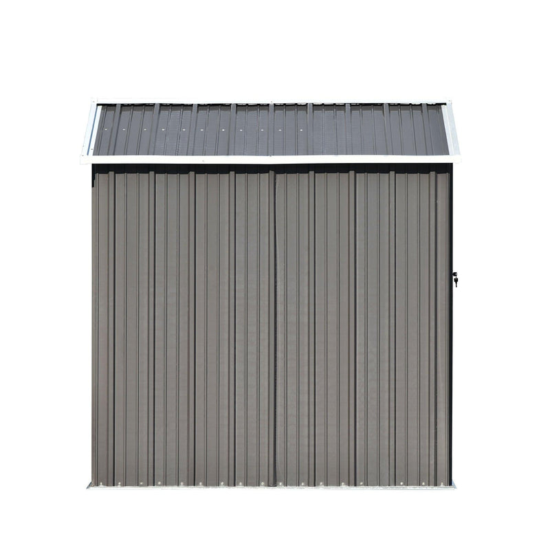 8ft x 6ft Outdoor Garden Lean-to Shed with Metal Adjustable Shelf and Lockable Doors - Gray