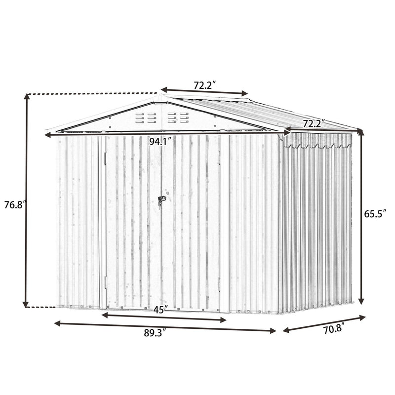 8ft x 6ft Outdoor Garden Metal Lean-to Shed with Lockable Doors - Brown - Urban Living Furniture (Los Angeles, CA)