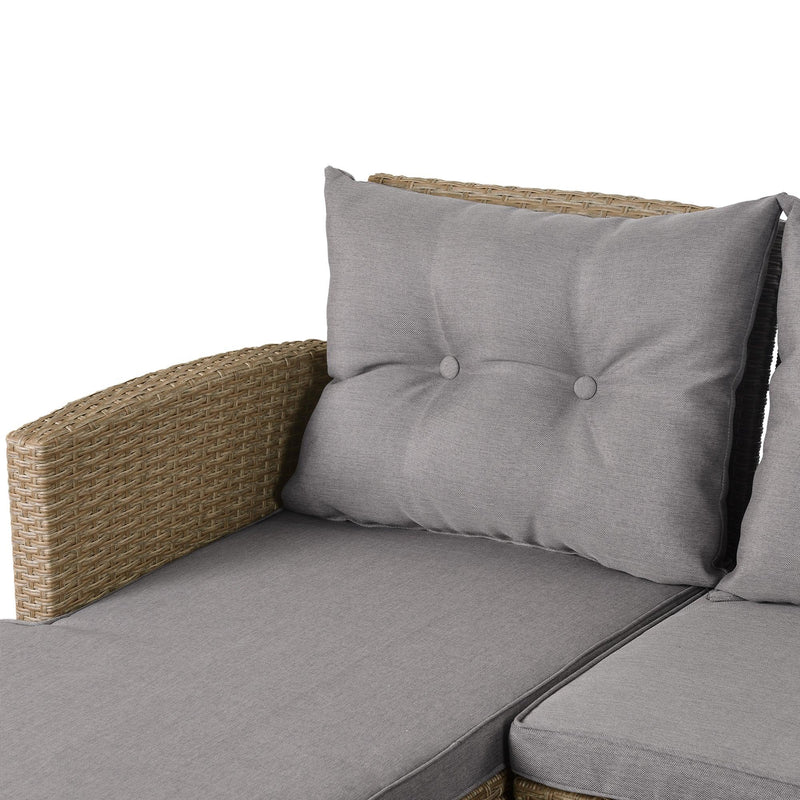 Outdoor, Patio Furniture Sets, 4 PCS Conversation Set Wicker Ratten Sectional Sofa with Seat Cushions(Beige Brown) - Urban Living Furniture (Los Angeles, CA)