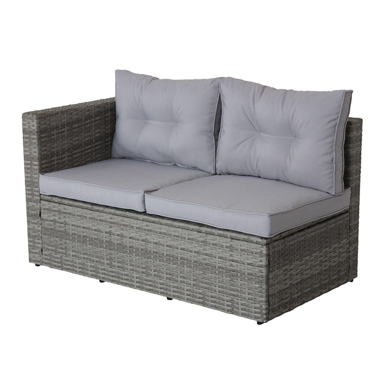 4 PCS Patio Sectional Wicker Rattan Outdoor Furniture Sofa Set withStorage Box Grey - Urban Living Furniture (Los Angeles, CA)