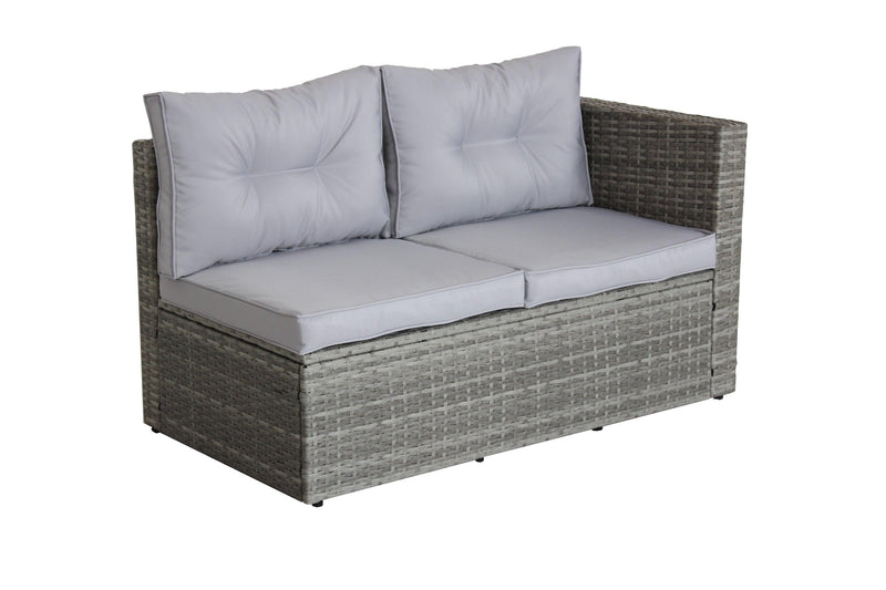 4 PCS Patio Sectional Wicker Rattan Outdoor Furniture Sofa Set withStorage Box Grey - Urban Living Furniture (Los Angeles, CA)