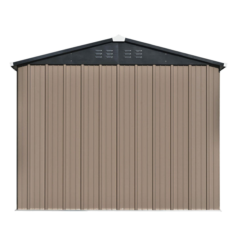 8ft x 6ft Outdoor Garden Metal Lean-to Shed with Lockable Doors - Brown - Urban Living Furniture (Los Angeles, CA)