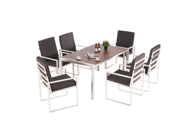 Patio Furniture Set 7 PCS Outdoor Dining Table Set, Dining Table and Chairs Set, Patio Conversation Set with Cushions