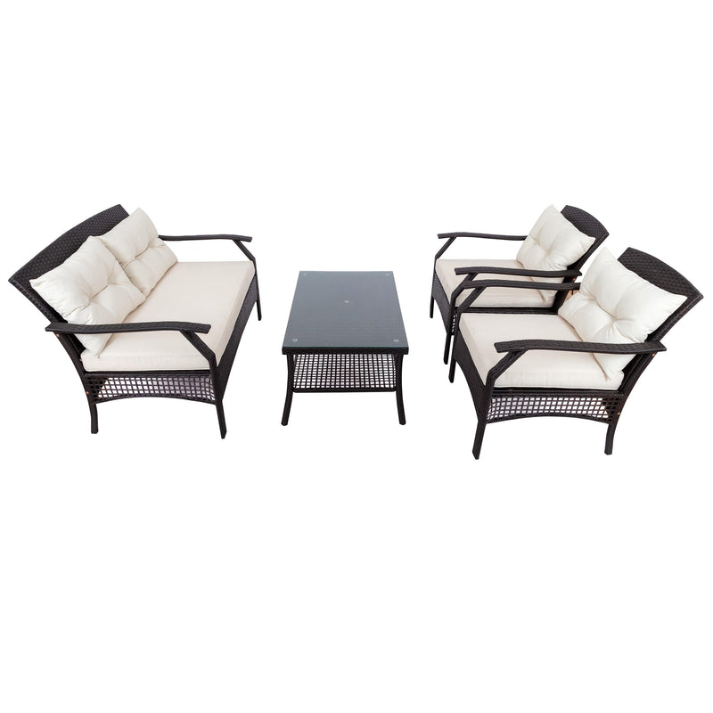 4 PCS Rattan Sofa Seating Group with Cushions, Outdoor Ratten sofa - Urban Living Furniture (Los Angeles, CA)