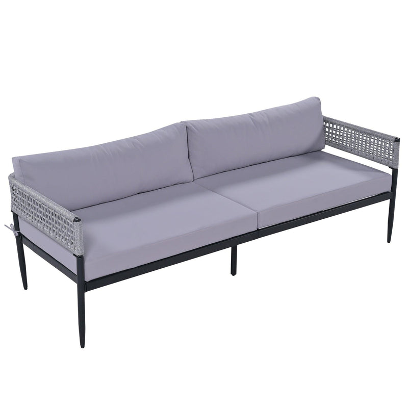 4 PCS Luxury Style Outdoor Seating Group with Gray Cushion And Woven Rope Styling - Urban Living Furniture (Los Angeles, CA)