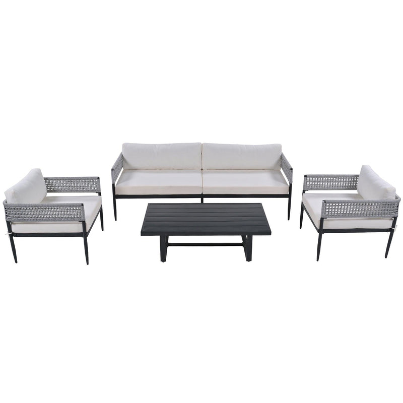 4 PCS Luxury Style Outdoor Seating Group with Beige Cushion And Woven Rope Styling - Urban Living Furniture (Los Angeles, CA)